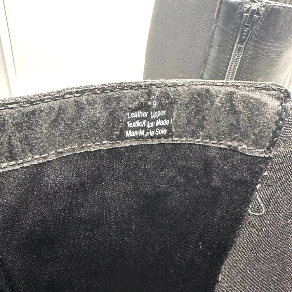 Kenneth Cole New York Womens Black Leather Tall Riding Boots Buckle Size 9